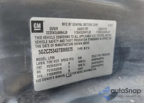 2007 Saturn Vue from USA, damaged, VIN 5GZCZ53437S868375